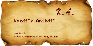 Kazár Anikó névjegykártya