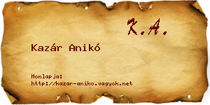 Kazár Anikó névjegykártya